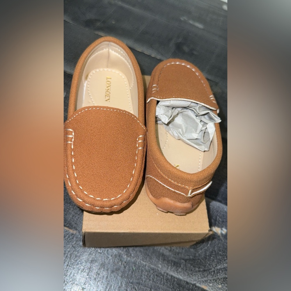 LONSOEN Toddler Little Kid Boys Soft Slip On Loafers Dress Flat Shoes
